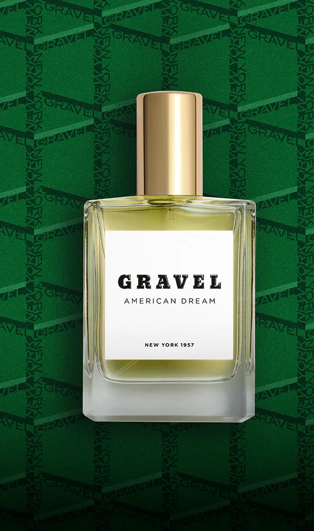 Butelka i kolor pudełka perfum Gravel American Dream
